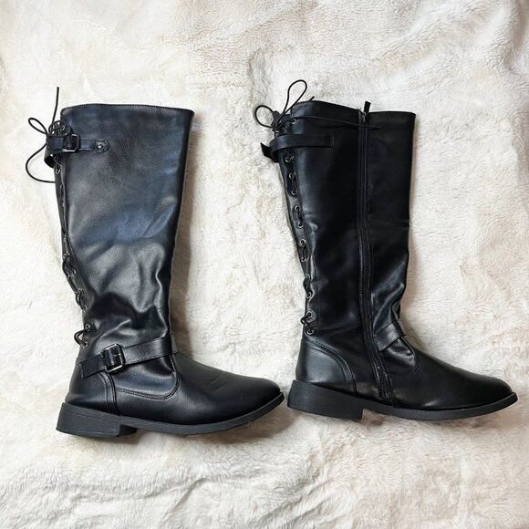 Wanted Lady Luck Back Lace-up Knee High Riding Boot - Picture 6 of 14